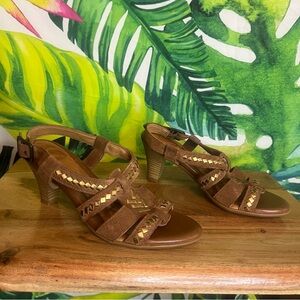 Nurture by Lamaze Patrica 5.5 Brown Leather Boho Hippie Casual Summer Heels